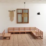 Set mobilier de grădină, 10 piese, maro miere, lemn masiv pin GartenMobel Dekor