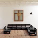 Set mobilier de grădină, 11 piese, negru lemn masiv pin GartenMobel Dekor