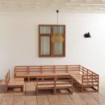 Set mobilier de grădină, 12 piese, maro miere, lemn masiv pin GartenMobel Dekor