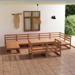 Set mobilier de grădină, 9 piese, lemn masiv de pin GartenMobel Dekor