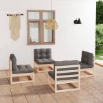 Set mobilier de grădină cu perne, 4 piese, lemn masiv de pin GartenMobel Dekor
