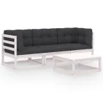 Set mobilier de grădină cu perne, 4 piese, lemn masiv de pin GartenMobel Dekor