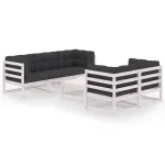 Set mobilier de grădină cu perne, 6 piese, lemn masiv de pin GartenMobel Dekor