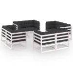 Set mobilier de grădină cu perne, 8 piese, lemn masiv de pin GartenMobel Dekor