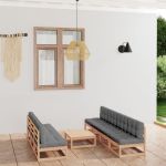 Set mobilier de grădină cu perne, 8 piese, lemn masiv de pin GartenMobel Dekor