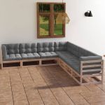Set mobilier de grădină, 7 piese, cu perne, lemn masiv de pin GartenMobel Dekor