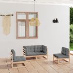 Set mobilier de grădină cu perne, 4 piese, lemn masiv de pin GartenMobel Dekor