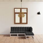 Set mobilier de grădină cu perne, 4 piese, lemn masiv de pin GartenMobel Dekor