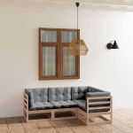 Set mobilier de grădină cu perne, 4 piese, lemn masiv de pin GartenMobel Dekor