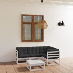 Set mobilier de grădină cu perne, 5 piese, lemn masiv de pin GartenMobel Dekor