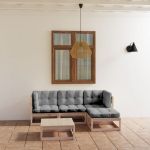 Set mobilier de grădină cu perne, 5 piese, lemn masiv de pin GartenMobel Dekor