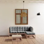 Set mobilier de grădină cu perne, 5 piese, lemn masiv de pin GartenMobel Dekor