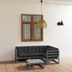 Set mobilier de grădină cu perne, 5 piese, lemn masiv de pin GartenMobel Dekor