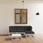 Set mobilier de grădină cu perne, 5 piese, lemn masiv de pin GartenMobel Dekor
