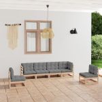 Set mobilier de grădină cu perne, 6 piese, lemn masiv de pin GartenMobel Dekor