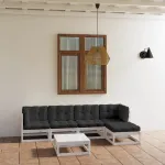 Set mobilier de grădină cu perne, 6 piese, lemn masiv de pin GartenMobel Dekor