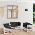 Set mobilier de grădină cu perne, 6 piese, lemn masiv de pin GartenMobel Dekor