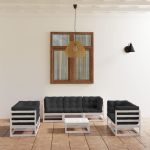 Set mobilier de grădină cu perne, 8 piese, lemn masiv de pin GartenMobel Dekor