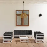 Set mobilier de grădină cu perne, 8 piese, lemn masiv de pin GartenMobel Dekor