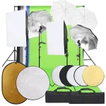 Kit studio foto cu set de lumini, fundal și reflector GartenMobel Dekor