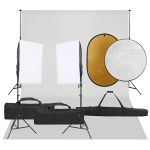 Kit studio foto cu set de lumini, fundal și reflector GartenMobel Dekor