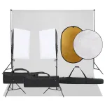 Kit studio foto cu set de lumini, fundal și reflector GartenMobel Dekor