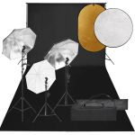 Kit studio foto cu set de lumini, fundal și reflector GartenMobel Dekor