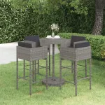 Set mobilier bar de grădină cu perne, 5 piese, gri, poliratan GartenMobel Dekor