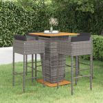 Set mobilier bar de grădină cu perne, 5 piese, gri, poliratan GartenMobel Dekor