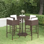 Set mobilier bar de grădină cu perne, 5 piese, maro, poliratan GartenMobel Dekor