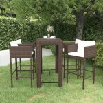 Set mobilier bar de grădină cu perne, 5 piese, maro, poliratan GartenMobel Dekor