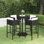 Set mobilier bar de grădină cu perne, 5 piese, negru, poliratan GartenMobel Dekor