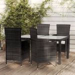 Set mobilier de exterior cu perne, 5 piese, negru, poliratan GartenMobel Dekor