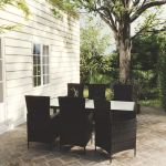 Set mobilier de exterior cu perne, 7 piese, negru, poliratan GartenMobel Dekor