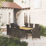 Set mobilier de grădină cu perne, 9 piese, negru, poliratan GartenMobel Dekor