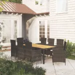 Set mobilier de grădină cu perne, 9 piese, negru, poliratan GartenMobel Dekor
