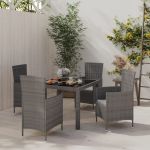 Set mobilier de exterior cu perne, 5 piese, gri, poliratan GartenMobel Dekor