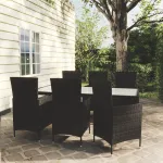 Set mobilier de exterior cu perne, 7 piese, negru, poliratan GartenMobel Dekor