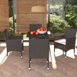 Set mobilier de grădină cu perne, 5 piese, maro, poliratan GartenMobel Dekor
