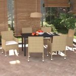 Set mobilier de grădină cu perne, 7 piese, bej, poliratan GartenMobel Dekor
