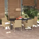 Set mobilier de grădină cu perne, 7 piese, bej, poliratan GartenMobel Dekor