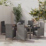 Set mobilier de grădină cu perne, 7 piese, gri, poliratan GartenMobel Dekor