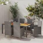 Set mobilier de grădină cu perne, 7 piese, gri, poliratan GartenMobel Dekor