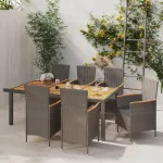 Set mobilier de grădină cu perne, 7 piese, gri, poliratan GartenMobel Dekor
