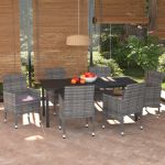 Set mobilier de grădină cu perne, 7 piese, gri, poliratan GartenMobel Dekor