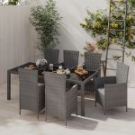 Set mobilier de grădină cu perne, 7 piese, gri, poliratan GartenMobel Dekor