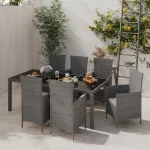Set mobilier de grădină cu perne, 7 piese, gri, poliratan GartenMobel Dekor