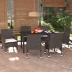 Set mobilier de grădină cu perne, 7 piese, maro, poliratan GartenMobel Dekor