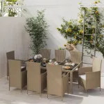Set mobilier de grădină cu perne, 9 piese, bej, poliratan GartenMobel Dekor