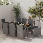 Set mobilier de grădină cu perne, 9 piese, gri, poliratan GartenMobel Dekor